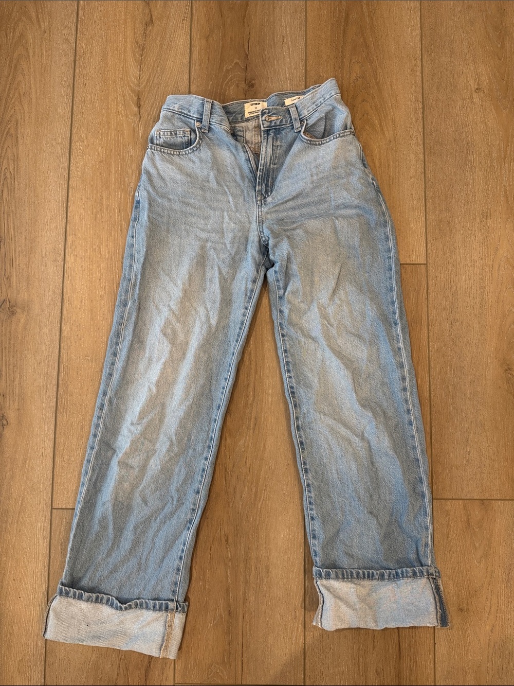Cotton On Light Blue Boyfriend Jeans - Cuffed Straight Leg